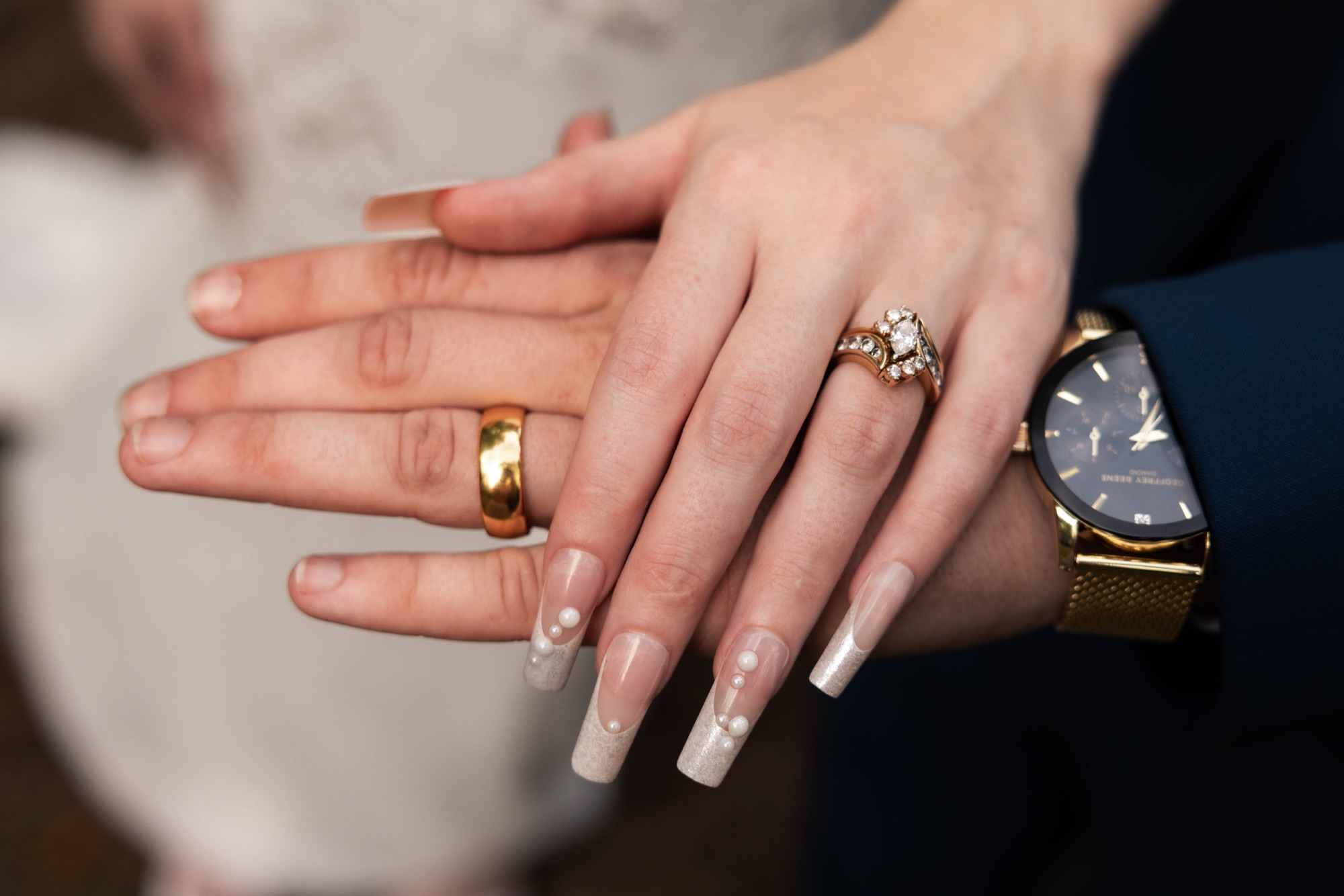 Wedding rings arranged as an artful detail